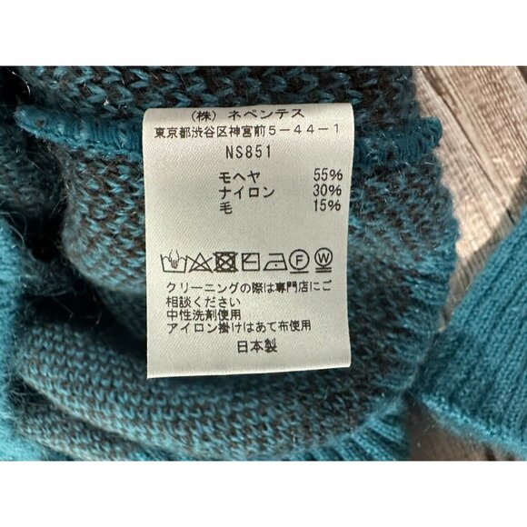 South2 West8 Mohair blend Sweater color Teal black size XL NWT made in Japan - Picture 4 of 7